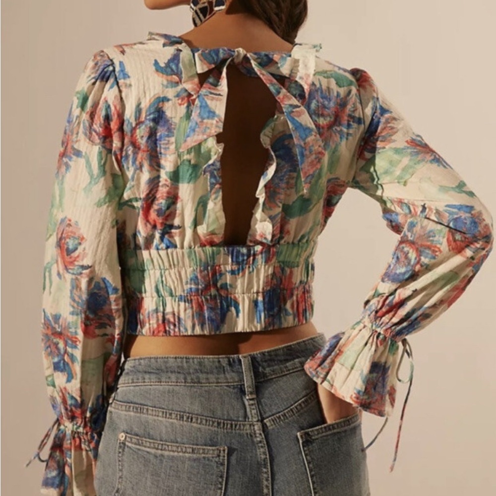 Anthropologie floral v-neck top - Picture 2 of 5